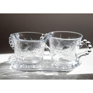 Vintage Imperial Glass Co. Candlewick Sugar, Creamer And Tray Set